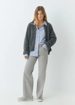 Brownie Pantalones|Jeans*Pantalón corte lateral tachas Gris