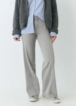 Brownie Pantalones|Jeans*Pantalón corte lateral tachas Gris