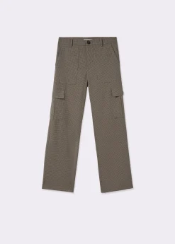 Brownie Pantalones|Total Look*Pantalón cuadritos cargo con cinturón Marron