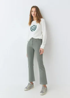 Brownie Pantalones*Pantalón flare cropped botones Kaki