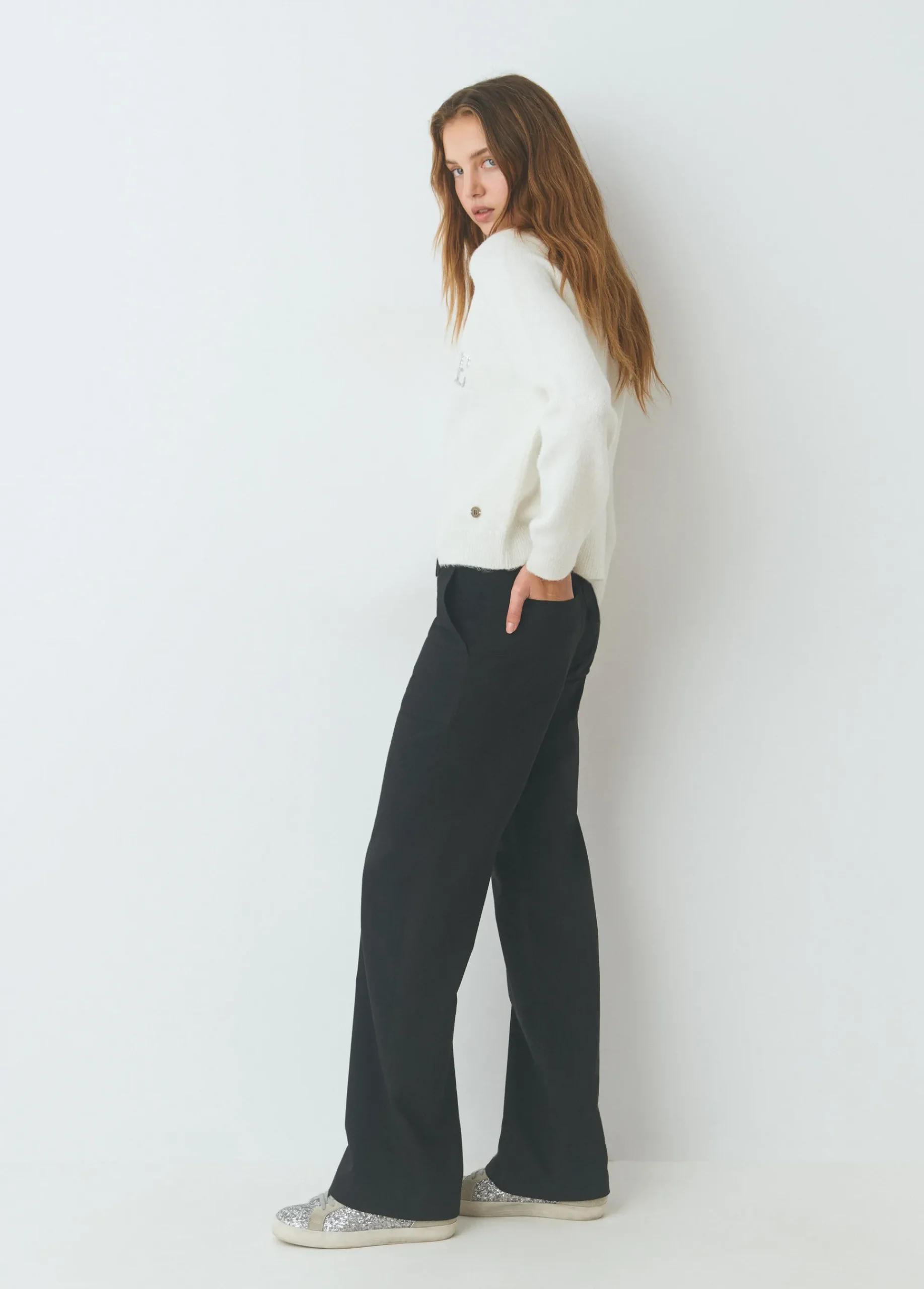 Brownie Pantalones*Pantalón recto con cinturón Negro