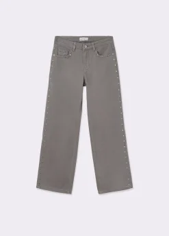 Brownie Pantalones|Jeans*Pantalón tachas laterales Gris