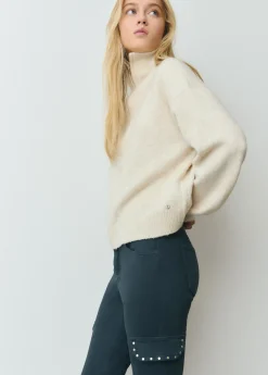 Brownie Pantalones*Pantalon campana cargo tachas Azulmarino