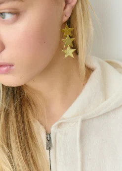 Brownie Bisutería*Pendientes largos estrellas Dorado
