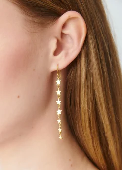 Brownie Bisutería*Pendientes largos estrellas degradado Dorado