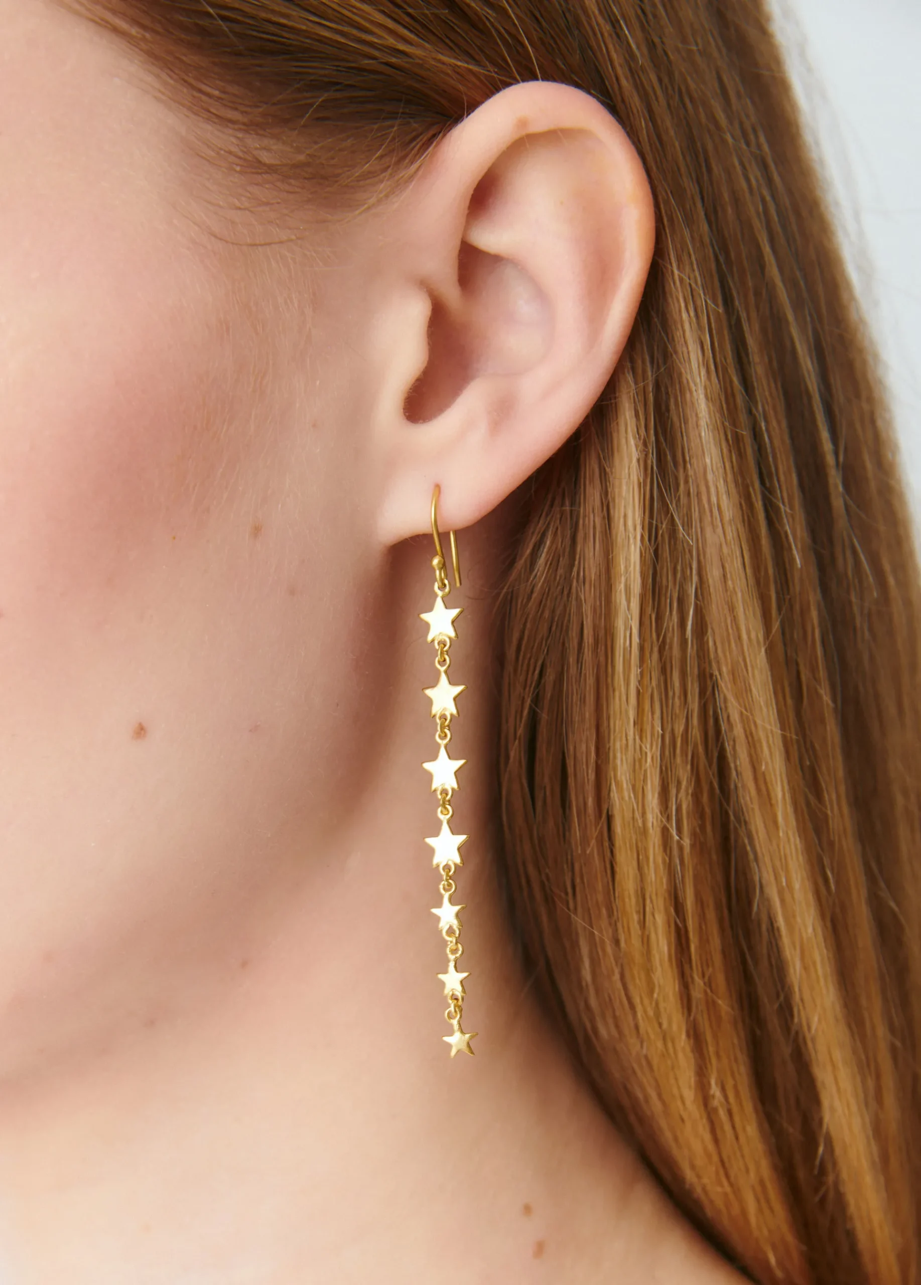 Brownie Bisutería*Pendientes largos estrellas degradado Dorado