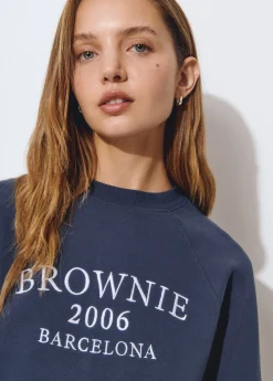 Brownie Sudaderas*Sudadera bordada manga ranglan Azulmarino