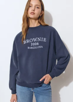 Brownie Sudaderas*Sudadera bordada manga ranglan Azulmarino