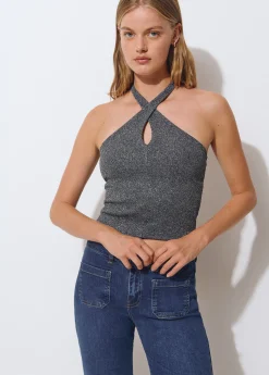 Brownie Camisetas Y Tops*Top halter hilo metalizado Plata