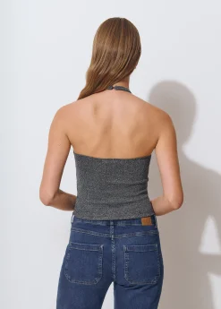 Brownie Camisetas Y Tops*Top halter hilo metalizado Plata