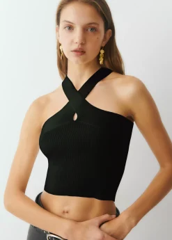 Brownie Camisetas Y Tops*Top punto cruzado Negro