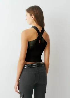 Brownie Camisetas Y Tops*Top punto cruzado Negro