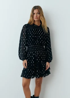 Brownie Vestidos Y Monos|Total Look*Vestido brillo smock cintura Negro