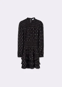 Brownie Vestidos Y Monos|Total Look*Vestido brillo smock cintura Negro
