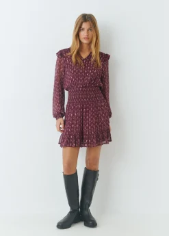 Brownie Vestidos Y Monos|Total Look*Vestido estampado sello indio Berenjena