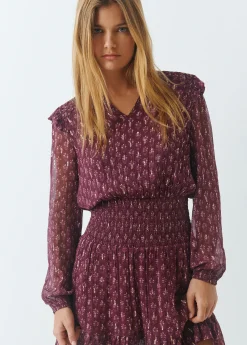 Brownie Vestidos Y Monos|Total Look*Vestido estampado sello indio Berenjena