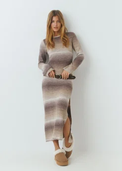 Brownie Vestidos Y Monos|Punto*Vestido largo space dyed Marron