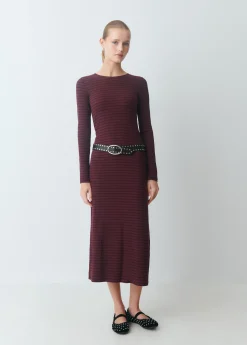 Brownie Vestidos Y Monos*Vestido midi rib raya tejida Berenjena