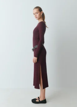 Brownie Vestidos Y Monos*Vestido midi rib raya tejida Berenjena