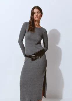 Brownie Vestidos Y Monos*Vestido rib midi Grisoscuro