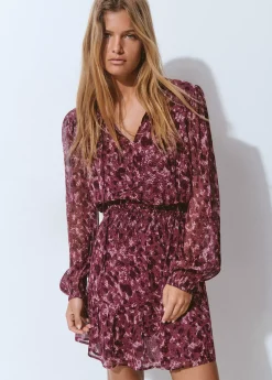 Brownie Vestidos Y Monos|Total Look*Vestido smock cintura estampado brillo Berenjena