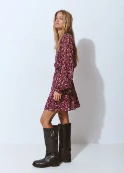 Brownie Vestidos Y Monos|Total Look*Vestido smock cintura estampado brillo Berenjena