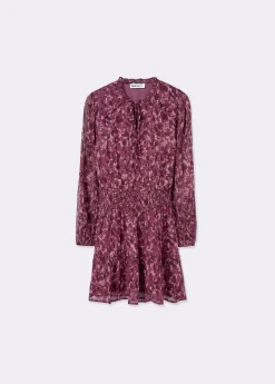 Brownie Vestidos Y Monos|Total Look*Vestido smock cintura estampado brillo Berenjena