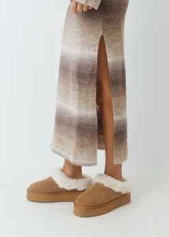 Brownie Zapatos*Zueco plataforma piel pelo Taupe